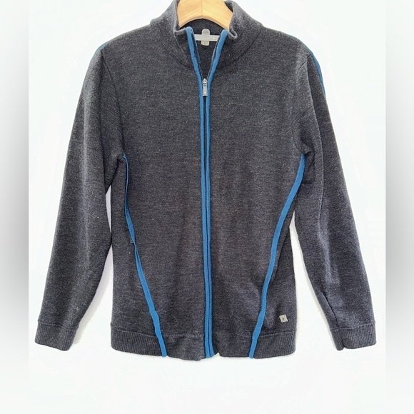 Smartwool Heather Gray Blue Full Zip Sweater Jacket Small - Picture 1 of 7